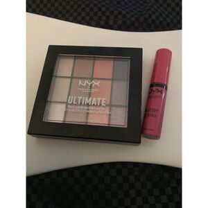 NYX Cosmetics Ulta Eye palette in Sugar High & Butter Lip Gloss Duo